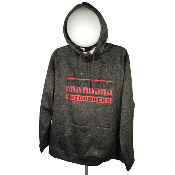 Colosseum Arkansas Razorbacks Hoodie 2XL Heathered Charcoal Pullover Sweatshirt - Picture 1 of 9